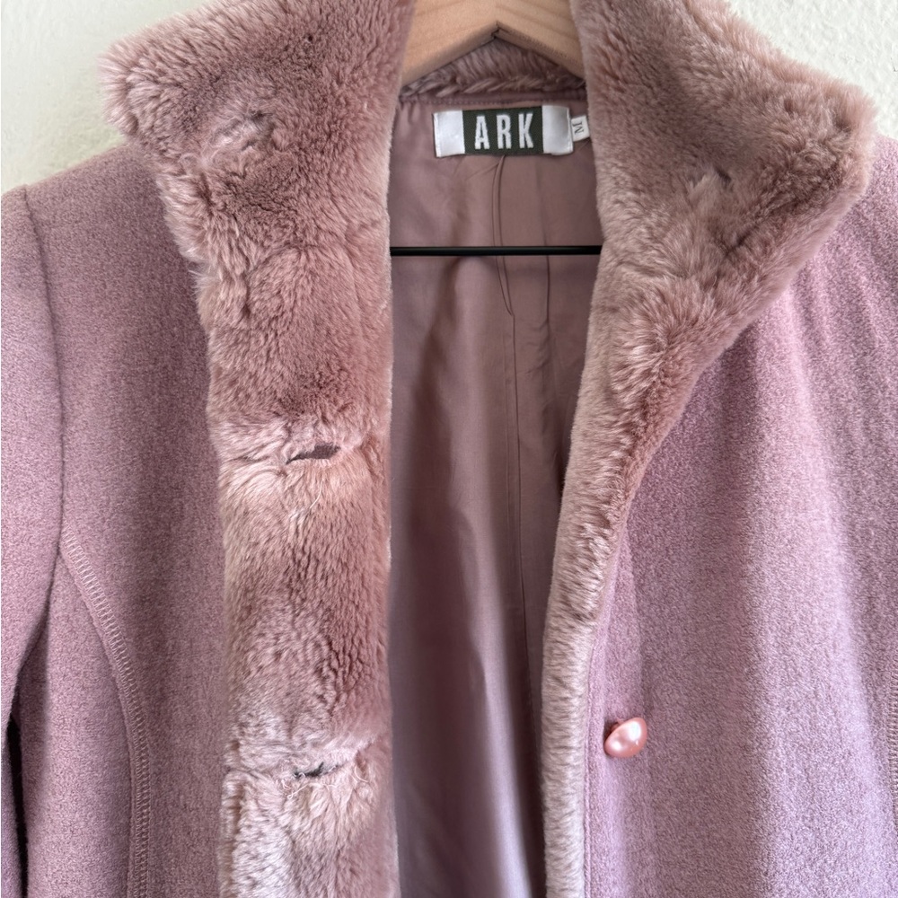 Vintage ARK Wool-Blend Women's Soft Pink Trench Coat-size M - Picture 2 of 11